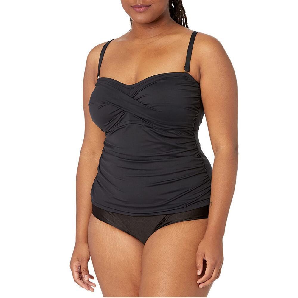 NWT La Blanca Plus Island Goddess Tummy Control Twist Bandini Swim Tankini Top